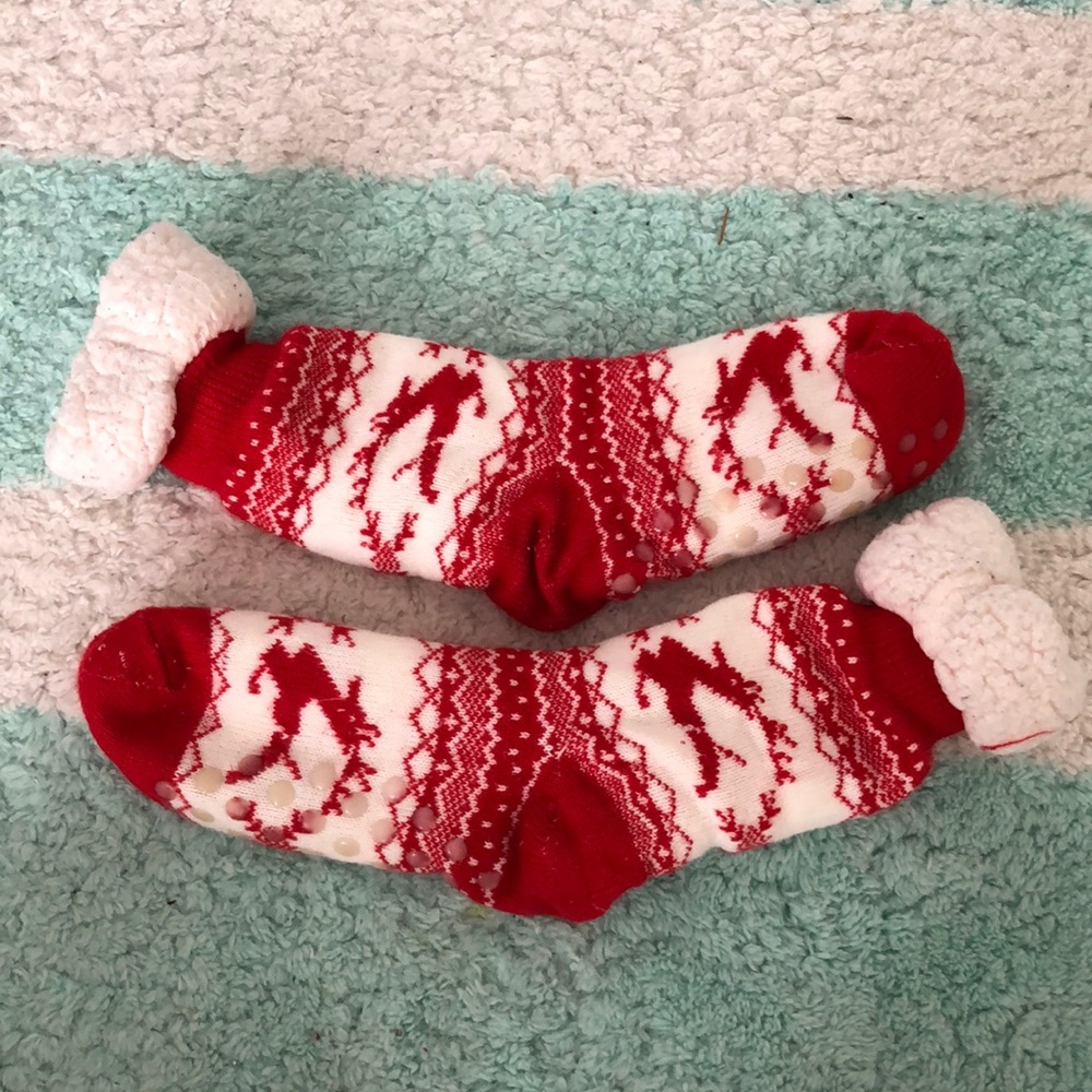 Red and white slipper/socks